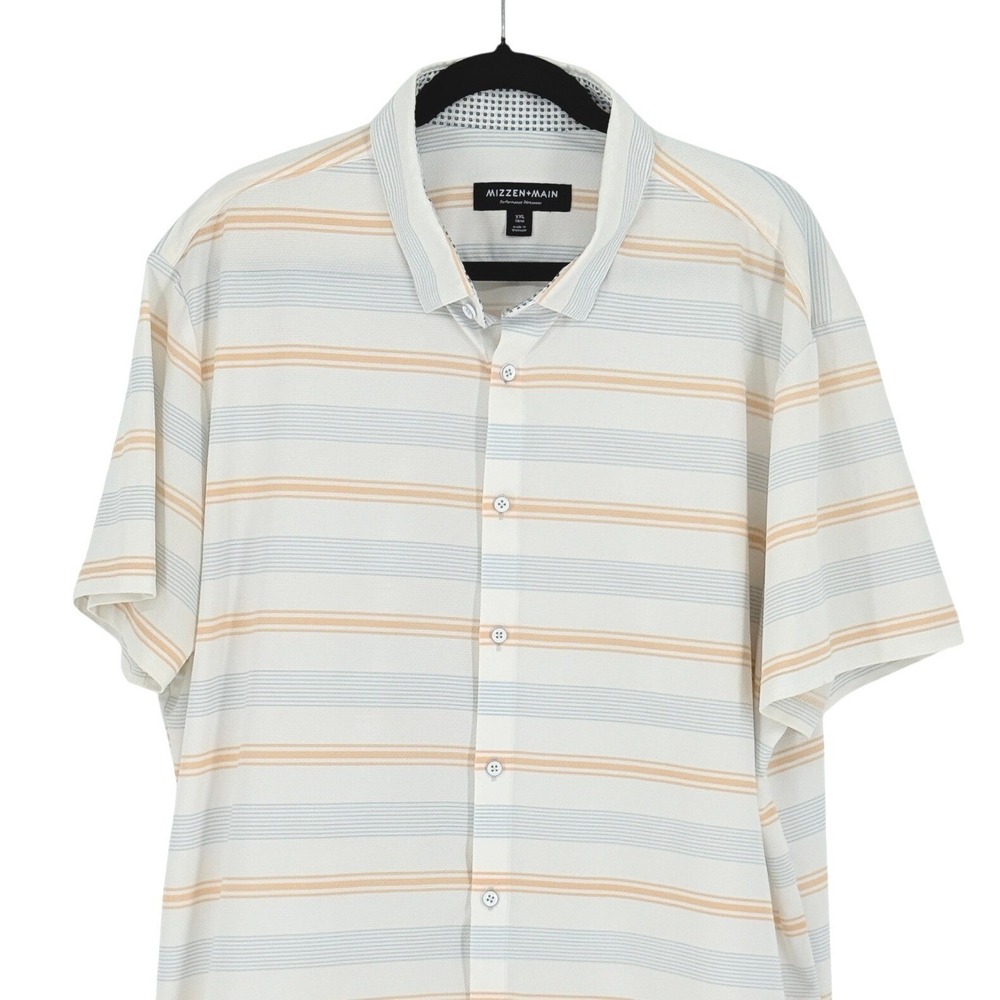 Mizzen+Main Performance Retro Striped Camp Button Down Golf Shirt XXL Coastal